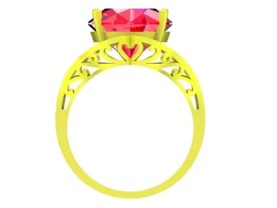 Luxury Oval Gemstone Filigree Ring 3D Model for Fine Jewelr 4484 3D print model