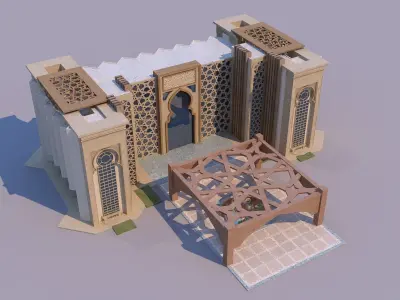 0170 - Islamic Facade Building 3D model