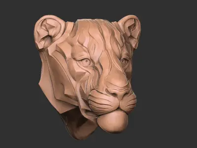 Tiger head wall decoration statue 3D print model
