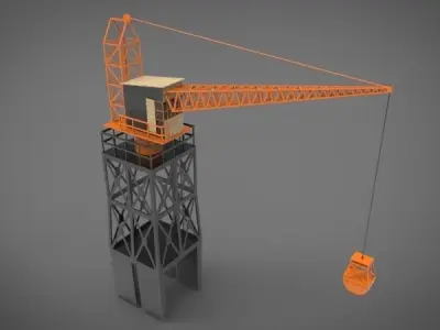 Industrial and port crane Low-poly 3D model