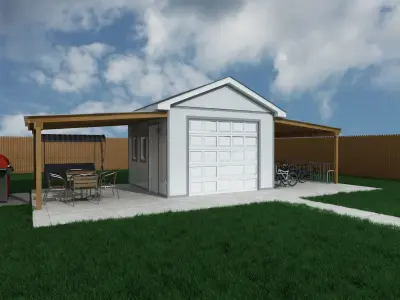 Garage-002 garage with bike rack 3D model