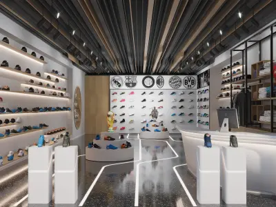 Sport Shoes Store For Cinema 4D shoes shop Low-poly 3D model