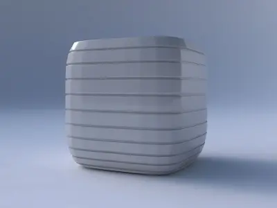 Vase quadratic stumpy with hard horizontal dents 3D print model