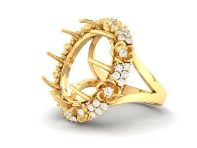 Luxury Red Gemstone Round Ring 3D Model for Women 478 3D print model