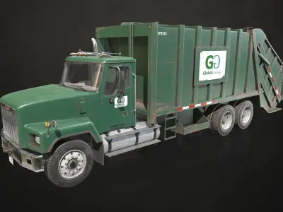 Classic Garbage Truck Low-poly 3D model