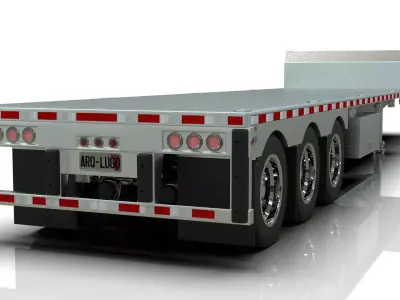53 feet Stepdeck Trailer 3D Model with Hendrickson  Suspension 3D model