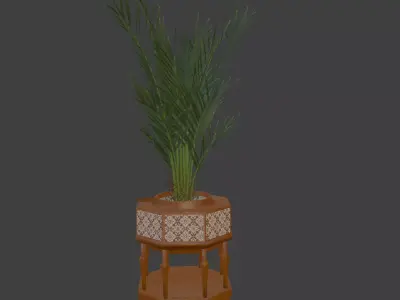 Palm wooden pot Titanic era 3D model