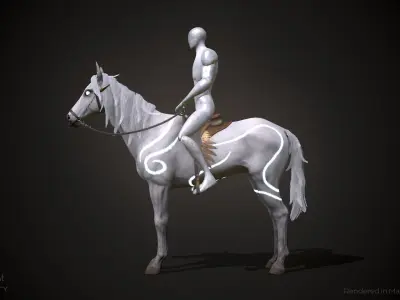 Wind Horse Animated Asset Low-poly 3D model