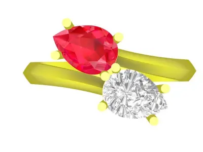 Luxury Toi et Moi Two Stone Ring for Women  5087 3D print model