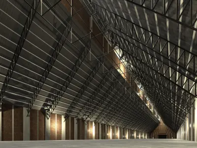 Warehouse with cathedral space 3D model