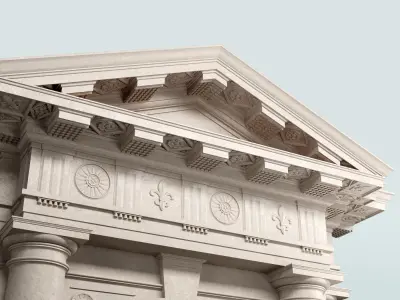 Arched portico in Doric mutulary column order gazebo 3D model