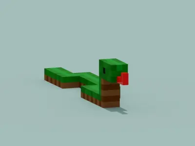 Voxel Snake  Low-poly 3D model