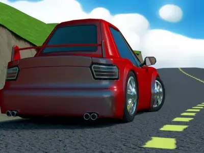 Rigged low poly cartoon sport car Low-poly 3D model