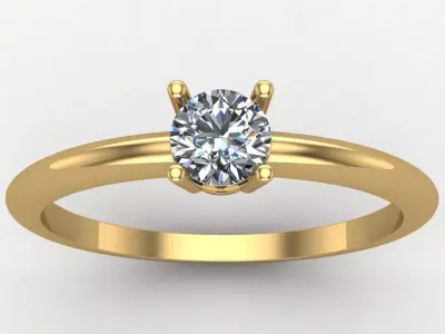 Solitaire Ring with thin shank 3D print model