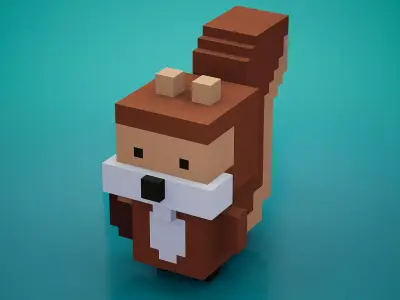 Voxel - Squirrel Low-poly 3D model