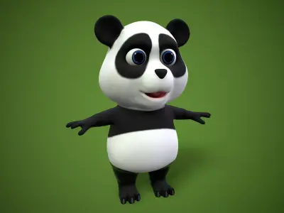 cartoon panda bear Low-poly 3D model