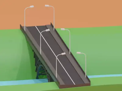 Cartoon Steel Bridge 3D model