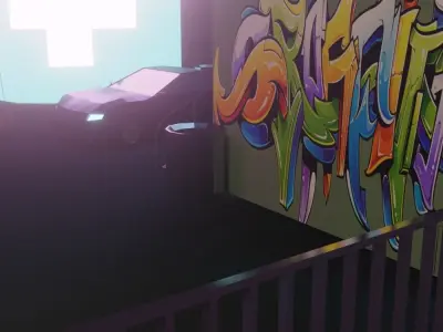 LOW POLY CYBERPUNK MINI CITY SCENE PACK Low-poly 3D model