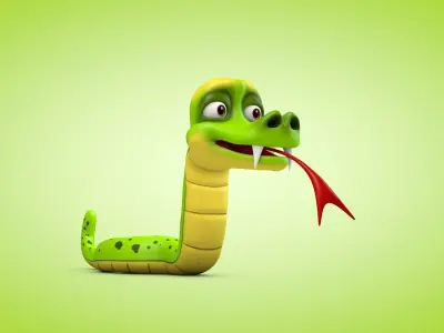 Snake cartoon Low-poly 3D model