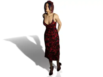 Elegant Evening Woman Realistic Female Character 3D Model 3D model