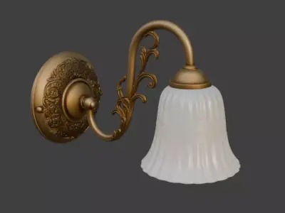 Elegant Brass Wall Lamp 3D Model 3D model