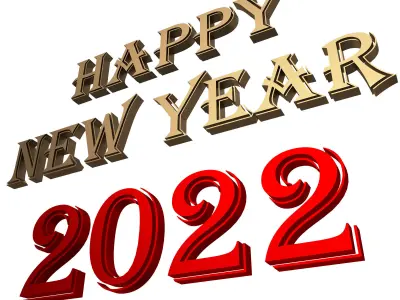 Happy New Year 2022 01 Low-poly 3D model