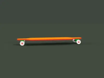 Skateboard orange longboard 3D model