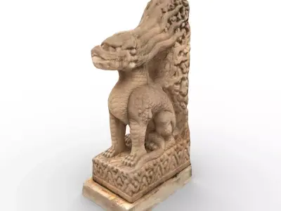 Chinese Stone Animal Statue Low-poly 3D model