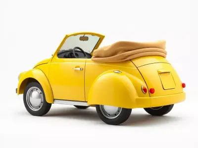 Classic Yellow Convertible model pack Low-poly 3D model