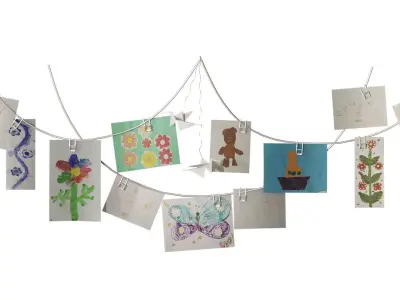 Exhibition of childrens crafts wall decor 3D model