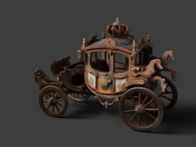 Chinese ancient carriage figure  Low-poly 3D model