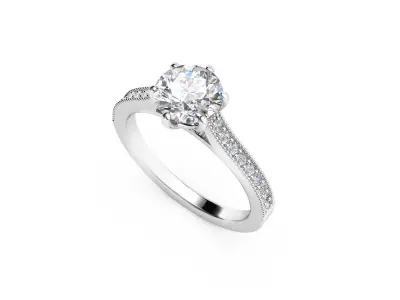 ZRP022 solitaire diamond engagement ring 3D print model