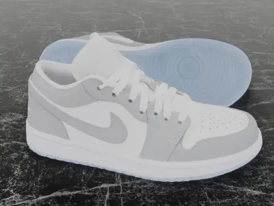 NIKE AIR JORDAN 1 LOW GREY 3D SHOES Low-poly 3D model