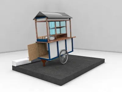 Gerobak Bakso Indonesian Street Food Cart Free low-poly 3D model