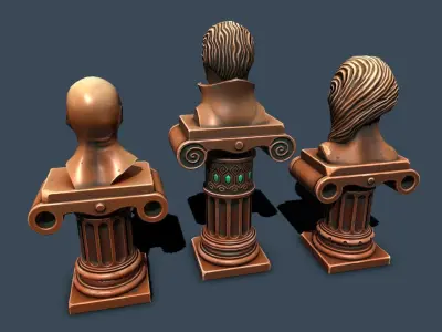Pedestals with masks Low-poly 3D model