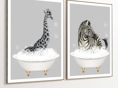 Plaster Two Photo Frame 251 Low-poly 3D model