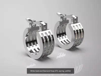 Complete Collection of Gemstone Hoop Earrings  3D Model Pack