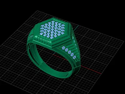 Print Ready STL 3DM  Gents Rings Diamond Men Ring  3D print model 83