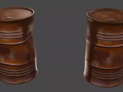 Rusty Used Oil Drums 3D Low-poly 3D model