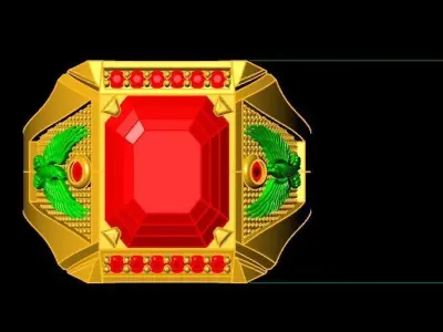 Luxury Square Gemstone Men Ring Jewelry 336 3D print model