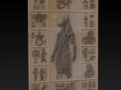 Wall decoration panel with Ancient Egyptian motifs 120x80cm 3D print model