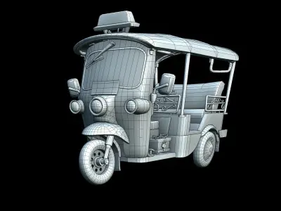 Tuk Tuk Stylized Rickshaw Low Poly 3D Model Low-poly 3D model