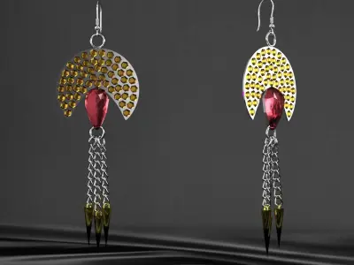 earrings pair of on mannequin 3D model