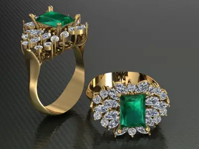 marquise diamond ring 01 3D print model