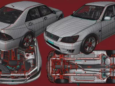Toyota Altezza RS200 Lexus IS200 Lexus IS300 Low-poly 3D model