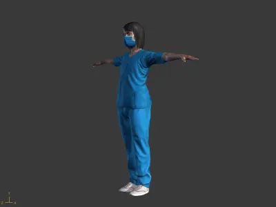 Low-Poly Female Doctor 3D Model  T Pose Medical Character Low-poly 3D model