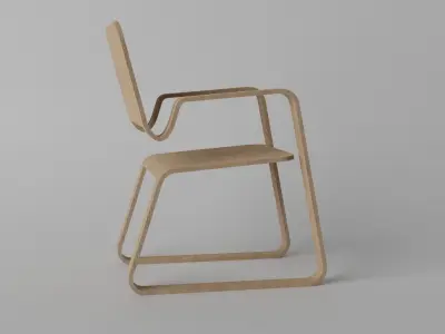 Modern Wooden Chair Low-poly 3D model