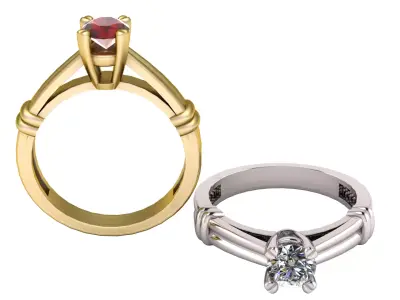 Gold Engagement Ring 3D print model