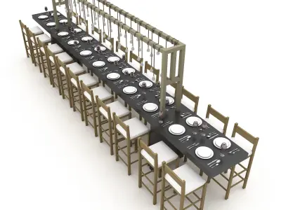 3D dining table 007 Low-poly 3D model