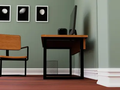 Simple Industrial Office Furniture Set Pack Low Poly BaseBoards Low-poly 3D model